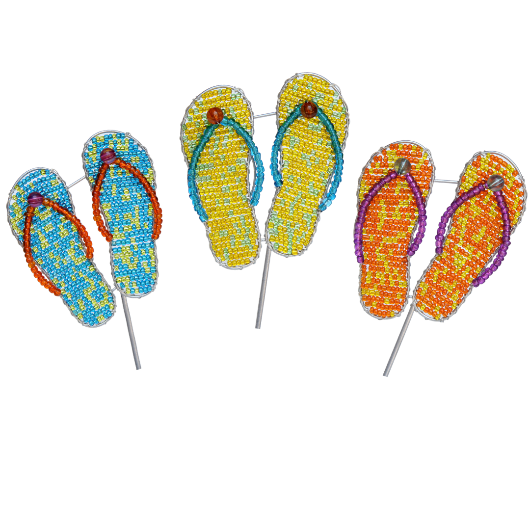 Flip Flop Pot Stake, Asst (Set of 3)