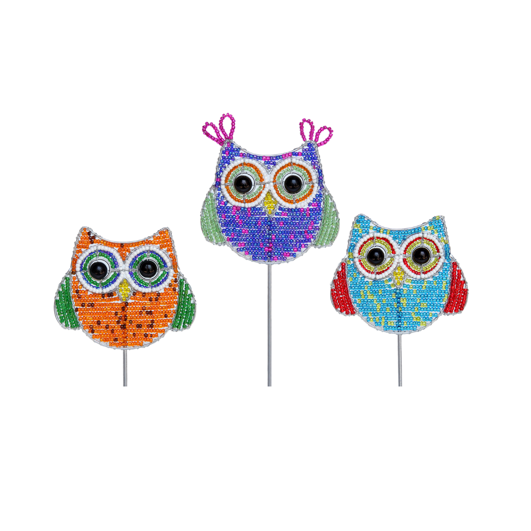 Owl Pot Stake, Asst (Set of 3)