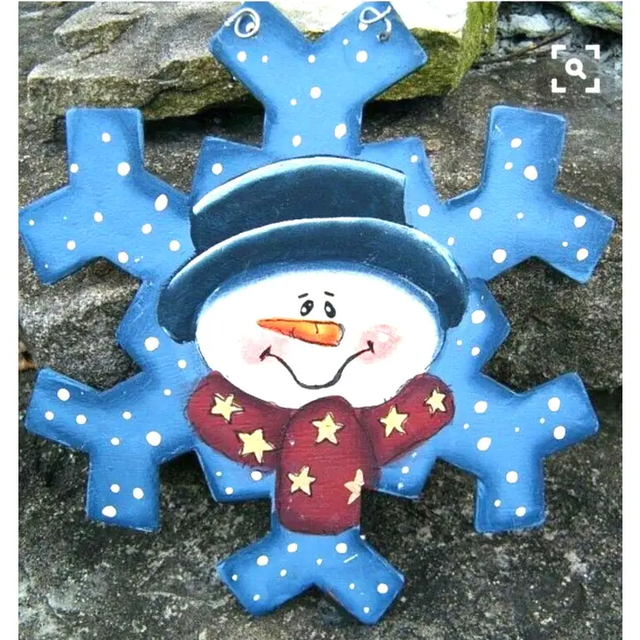 Painted Snowflake Snowman Ornament Extol Accessories