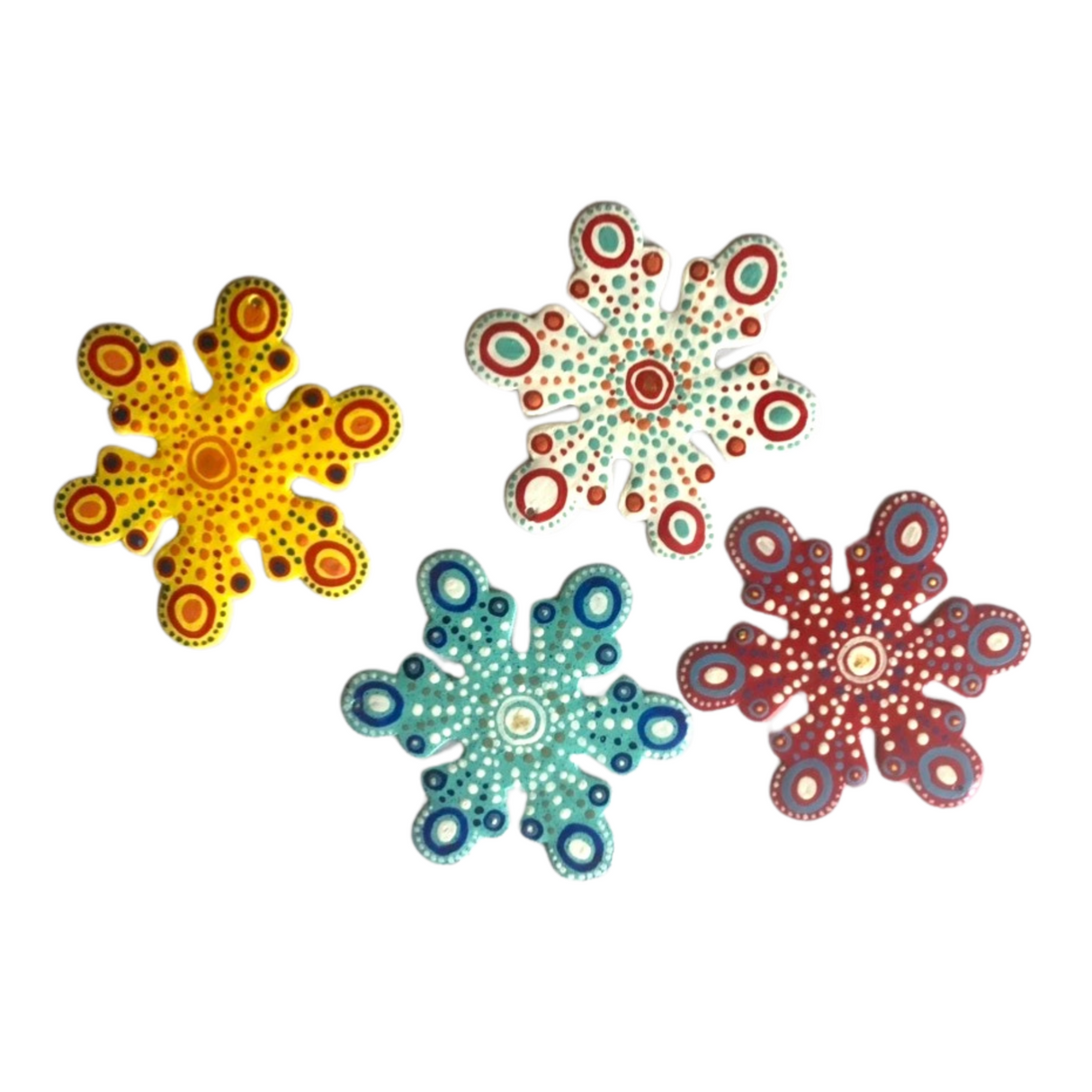 Painted Colorful Snowflakes (Set of 4)